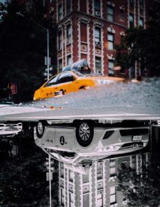 New York City Yellow Cab Reflection